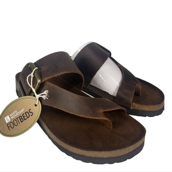 White Mountain Harley Footbed Sandals Brown Leather 6 - Picture 6 of 8